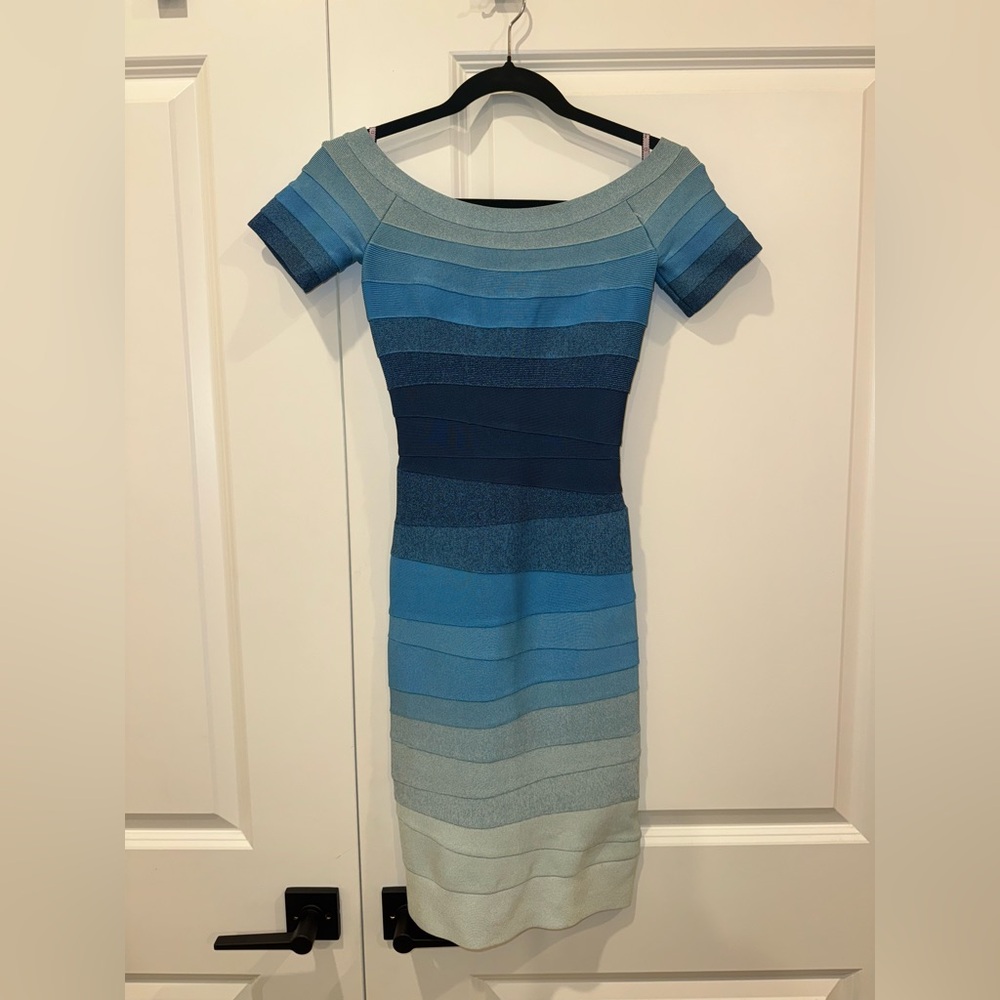 Blue Ombre Herve Leger Bandage Dress Size XXS